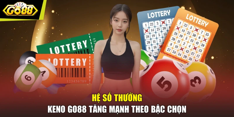 Hệ số thưởng Keno GO88 tăng mạnh theo bậc chọn