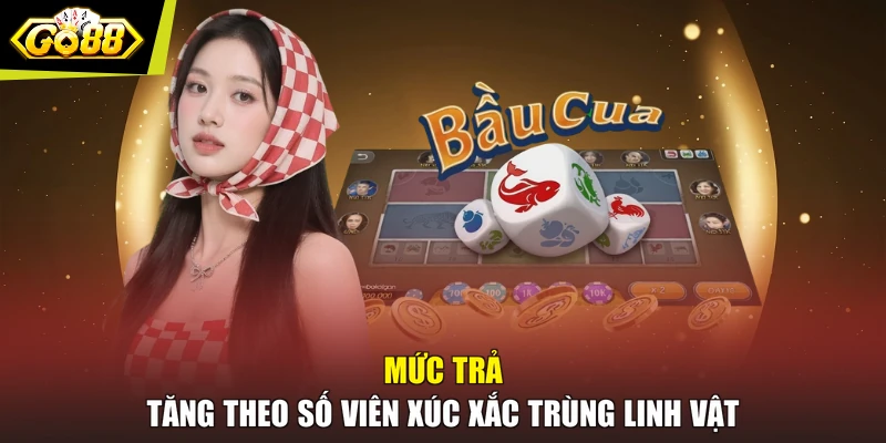 Mức trả tăng theo số viên xúc xắc trùng linh vật