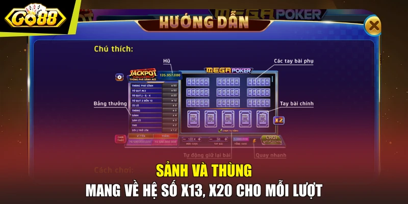 Sảnh và thùng mang về hệ số x13, x20 cho mỗi lượt
